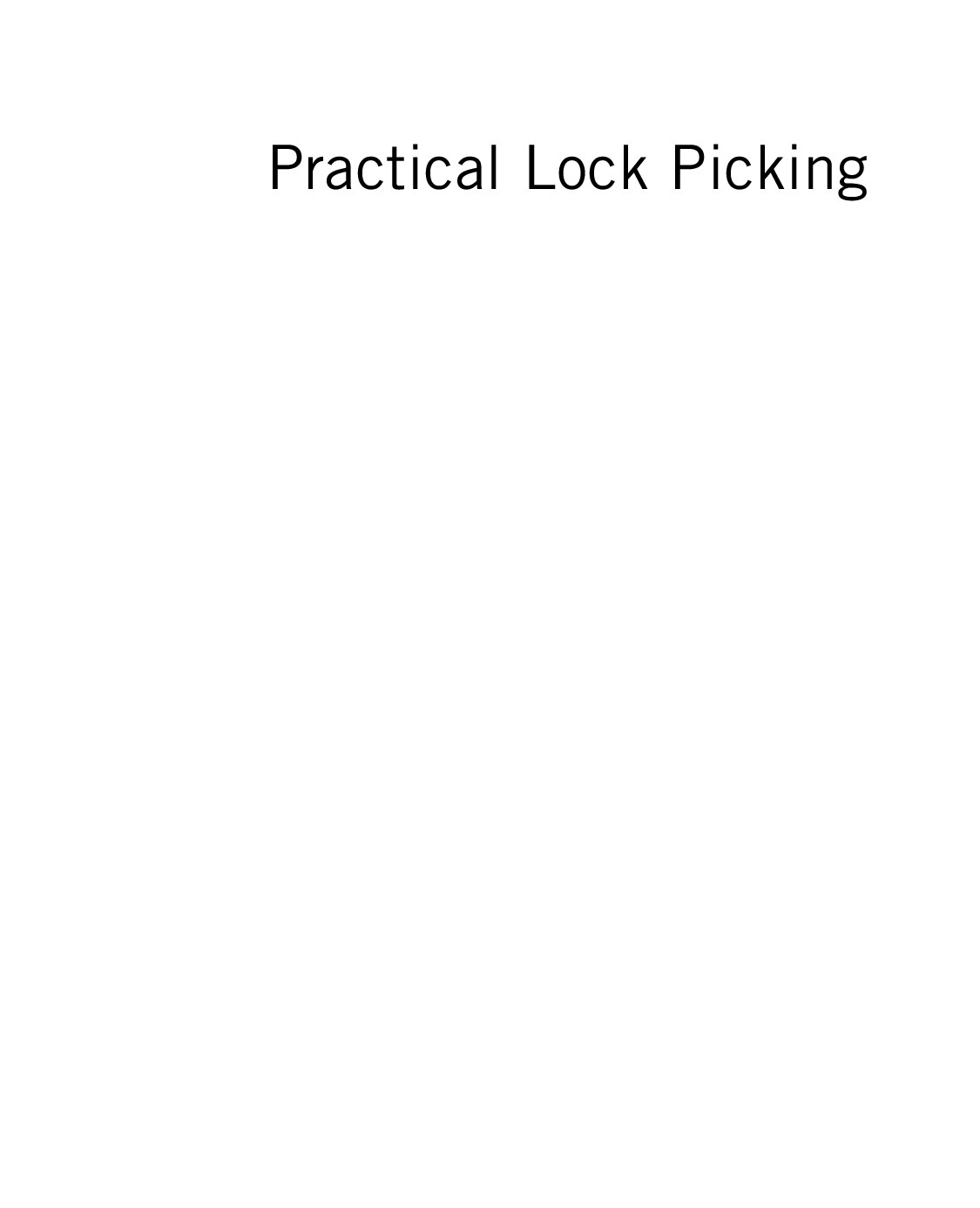 Practical Lock Picking